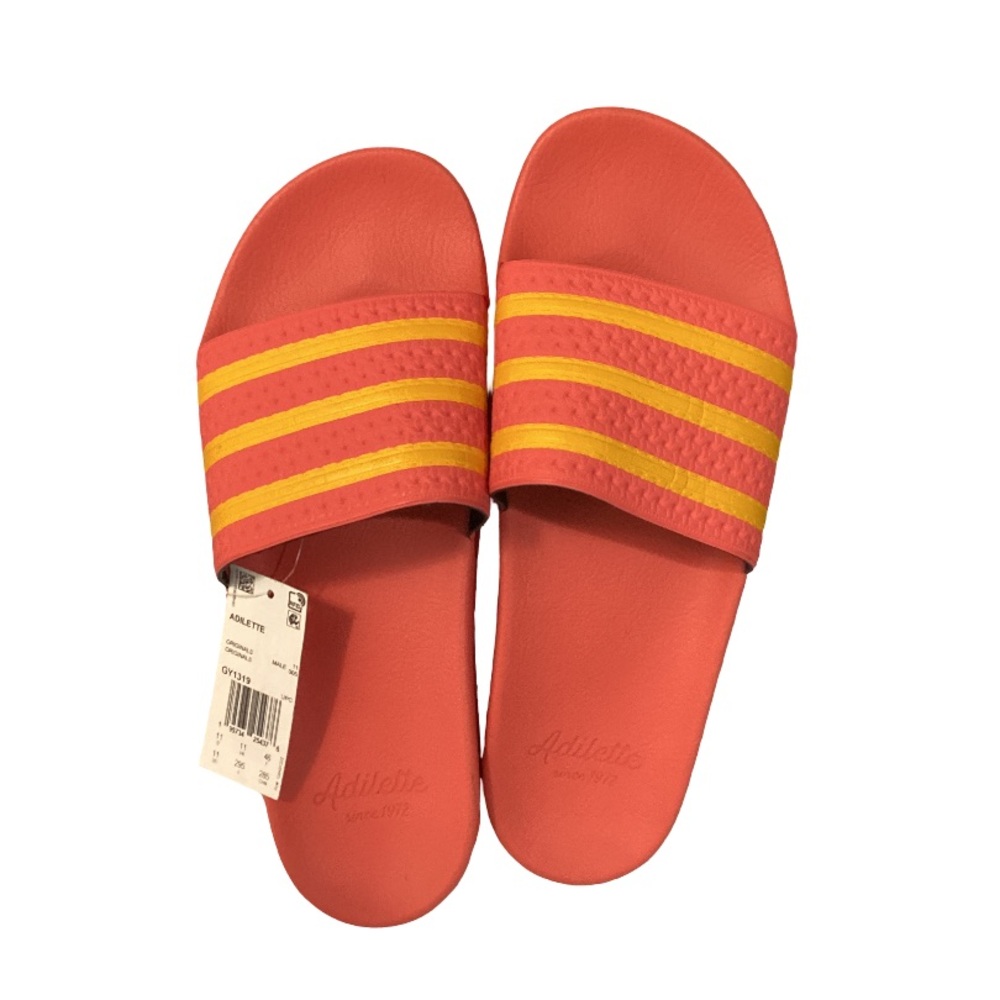 Adidas Originals Adilette Slides Semi Turbo Gold Size 11 - Picture 3 of 6